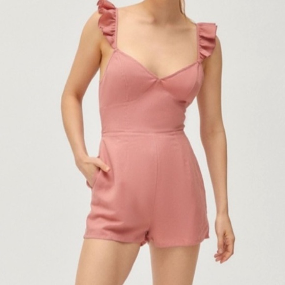 Urban Outfitters Rose Pink Kai Ruffle Tie-Back Romper Size 0